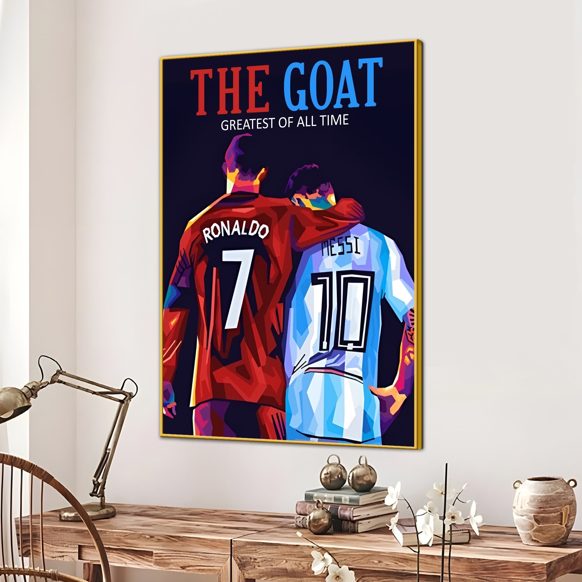 Greatest Of All Time Messi and CR7 Cotton Canvas Wall Painting