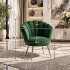 Green Color Crafted Shell Design Lounge Chair