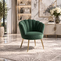 Green Color Crafted Shell Design Lounge Chair