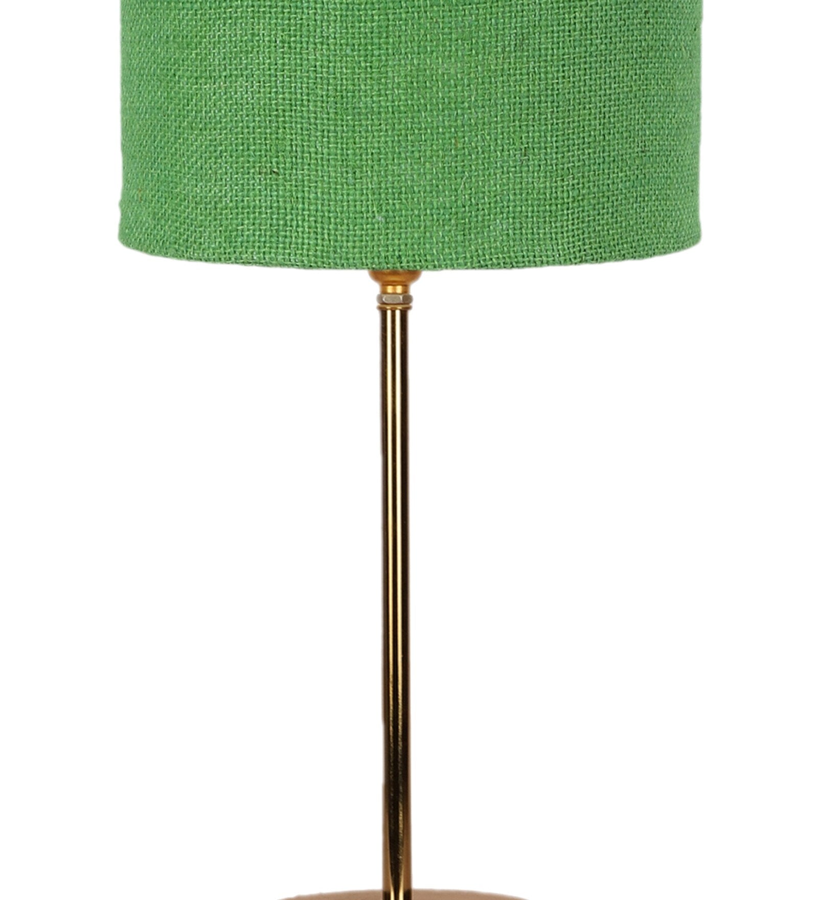 Green Textured Cotton Metal Finish Golden Table Lamp