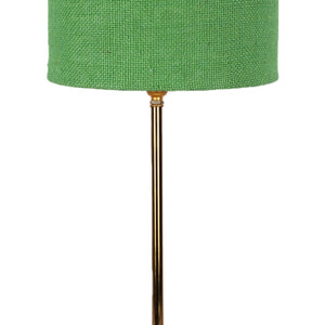 Green Textured Cotton Metal Finish Golden Table Lamp