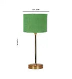 Green Textured Cotton Metal Finish Golden Table Lamp