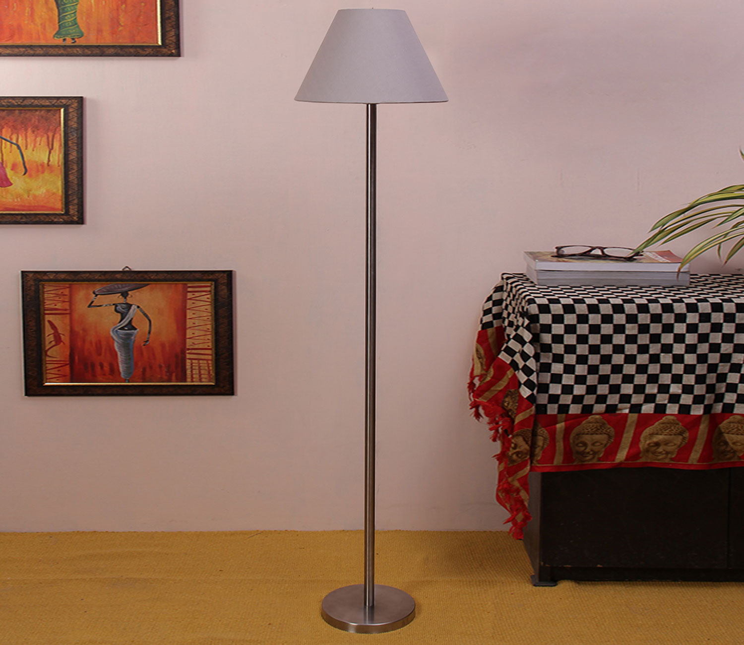 Grey Color Decorative Conical Designer Steel Floor Lamp