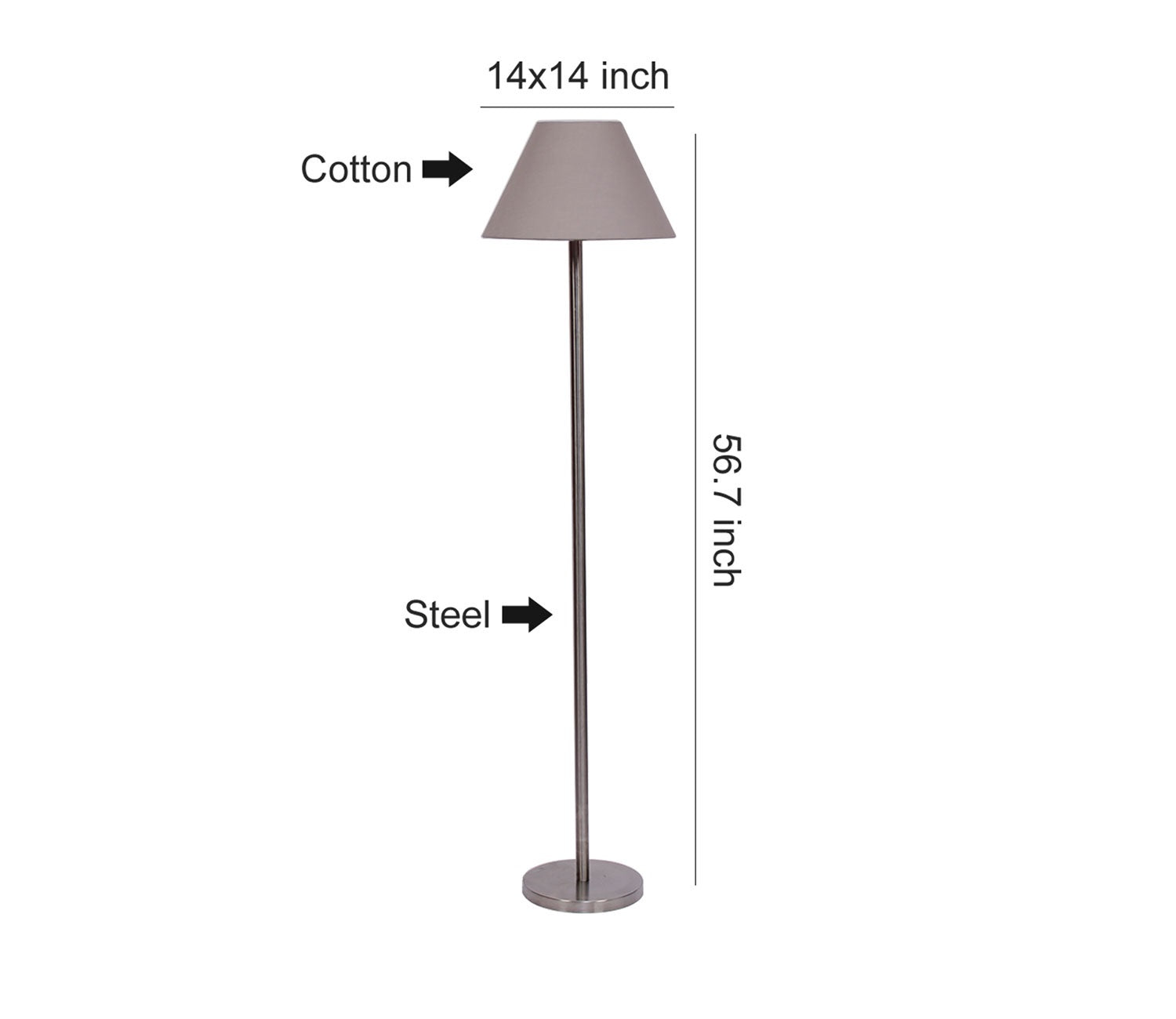 Grey Color Decorative Conical Designer Steel Floor Lamp