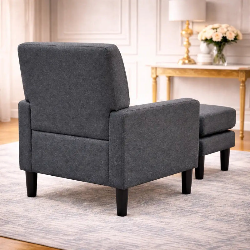 Grey Color Standard Velvet Accent Chair with Footrest