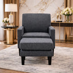 Grey Color Standard Velvet Accent Chair with Footrest