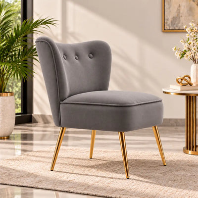 Grey Deep Cushioning Classic Velvet Accent Chair