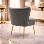 Grey Deep Cushioning Classic Velvet Accent Chair