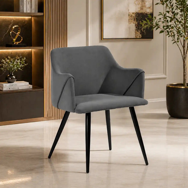Grey Rich Cushiony Velvet Classic Accent Chair
