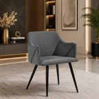 Grey Rich Cushiony Velvet Classic Accent Chair