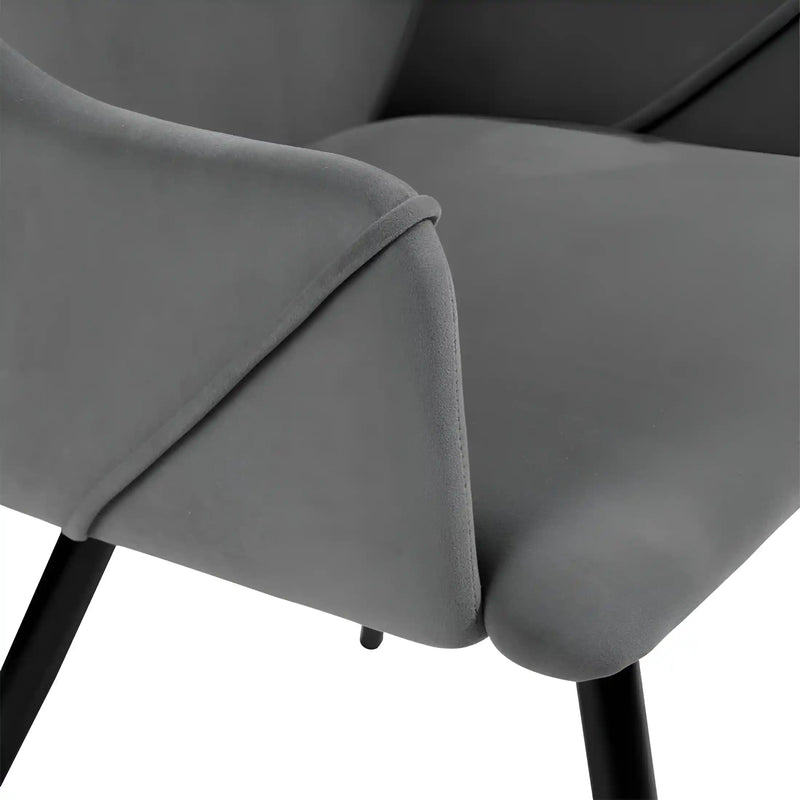 Grey Rich Cushiony Velvet Classic Accent Chair