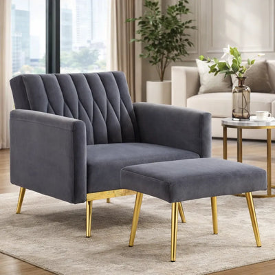 grey-velvet-sofa-lounge-chair-with-footrest-and-gold-legs