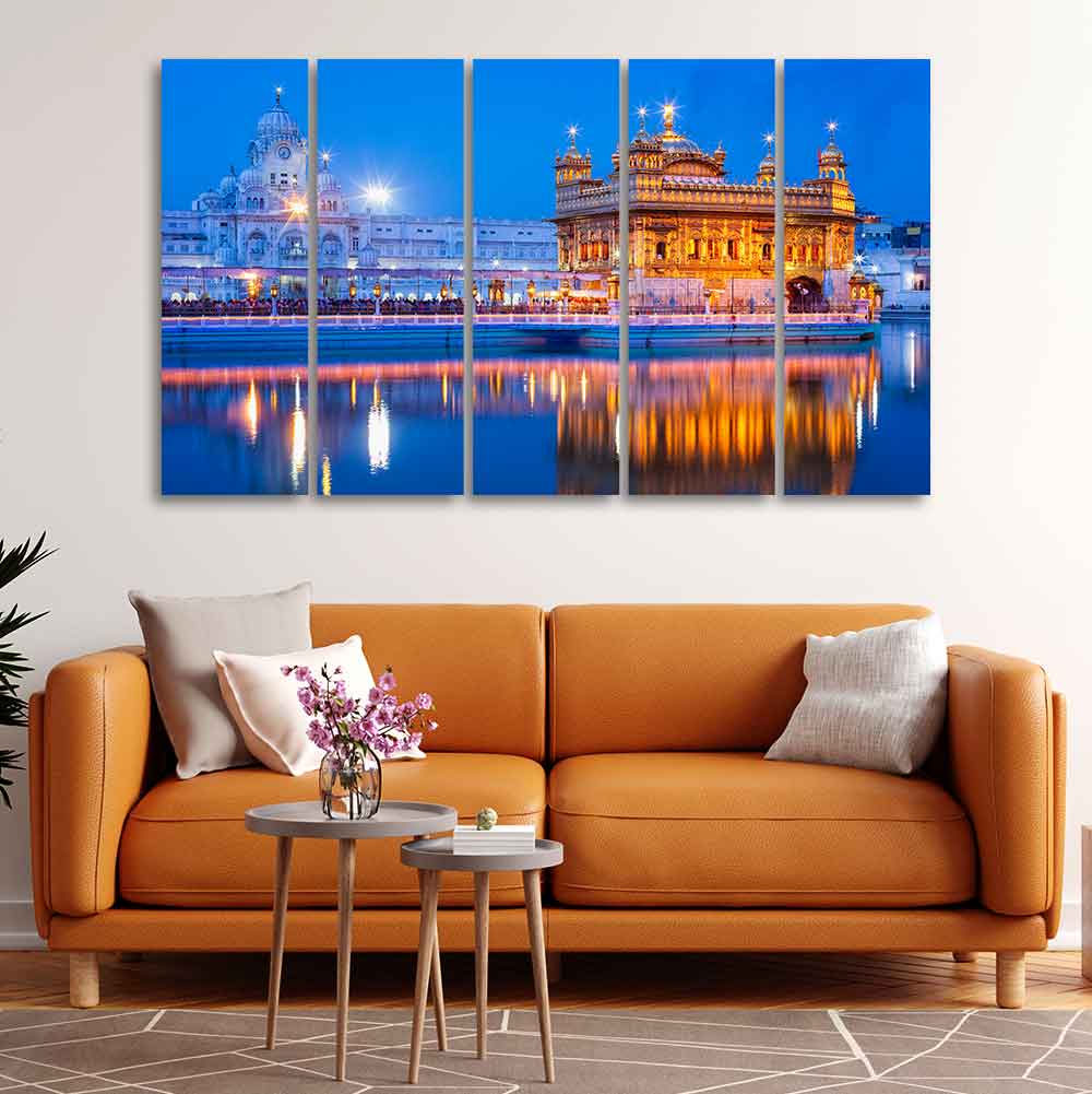 Gurdwara Sri Harmandir Sahib Golden Temple Five Pieces Wall Painting