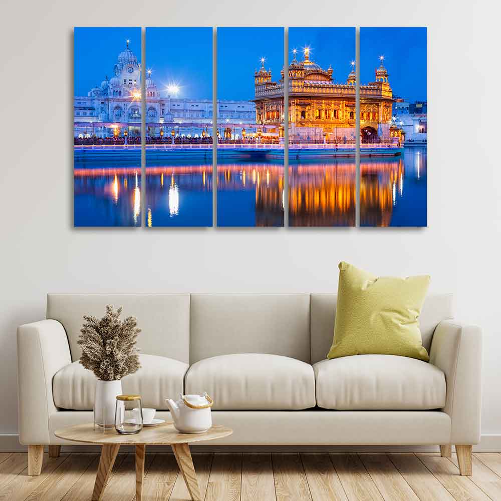 Gurdwara Sri Harmandir Sahib Golden Temple Five Pieces Wall Painting