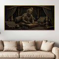 Guru Gobind Singh Ji Writing Sacred Scriptures Metallic Look 3D Canvas Wall Painting