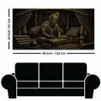 Guru Gobind Singh Ji Writing Sacred Scriptures Metallic Look 3D Canvas Wall Painting