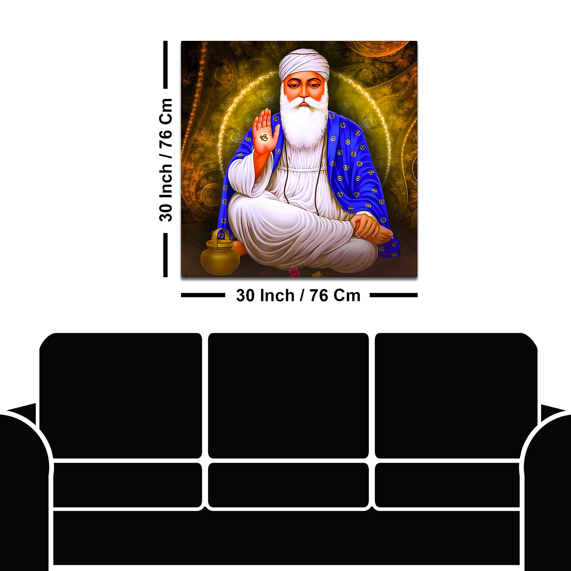 Guru Nanak Dev Ji Blessing Painting Spiritual Wall Art for Home