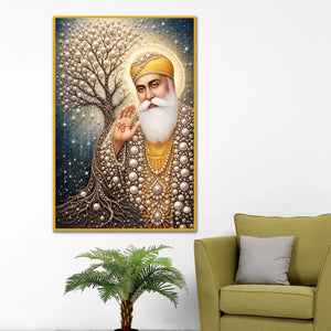 Guru Nanak Dev Ji Floating Frame Crystal Wall Painting