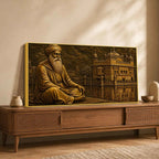 Guru Nanak Dev Ji & Golden Temple Metallic Look 3D Canvas Wall Painting