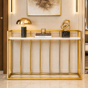 Hallway Rectangular White Marble Console Table