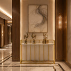Hallway Rectangular White Marble Console Table