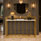 Hallway Rectangular White Marble Console Table