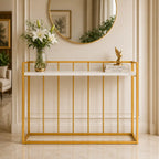 Hallway Rectangular White Marble Console Table
