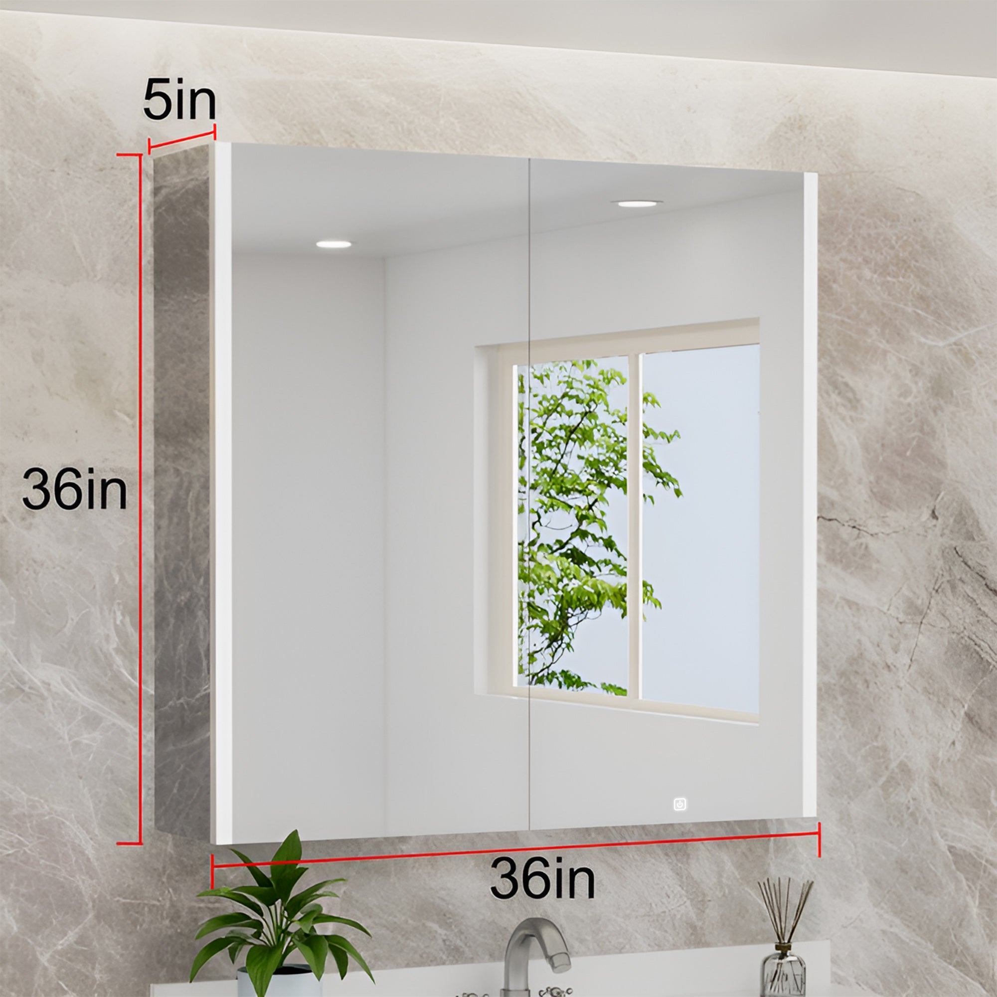 HaloLine Ambient Side Glow LED Mirror with Storage Cabinet