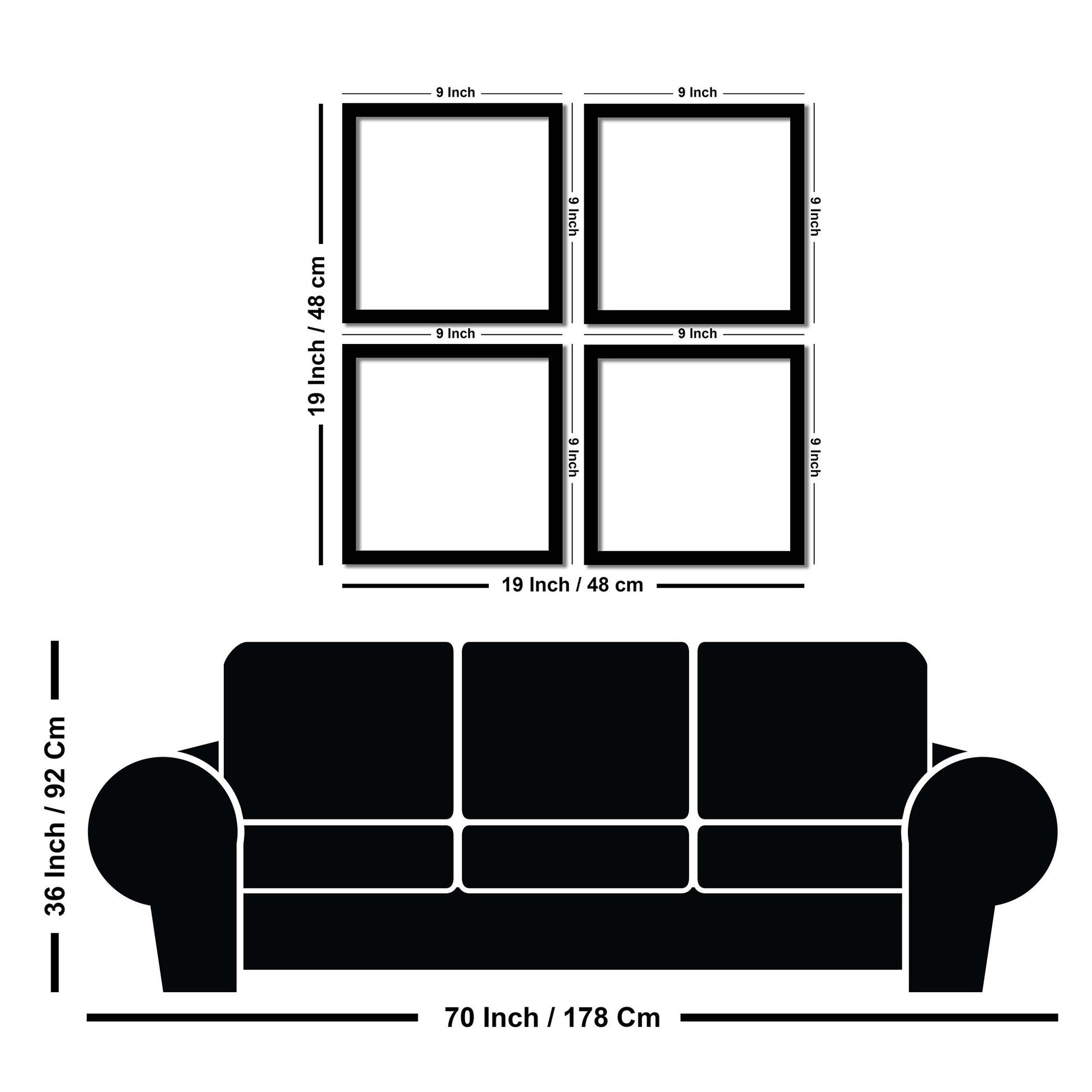 Hand Drawing Wall Frame Set of Four