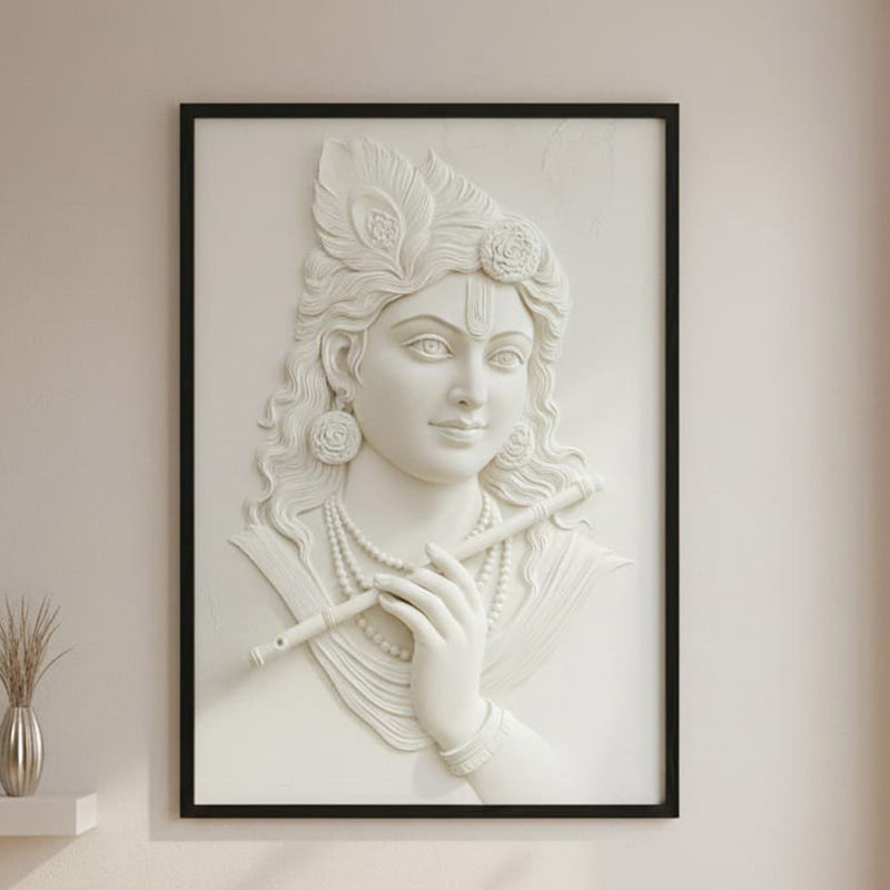 Handcrafted 3D Lord Krishna with Flute Premium Wall Hanging for Home & Office Décor – Spiritual Art