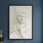 Handcrafted 3D Lord Krishna with Flute Premium Wall Hanging for Home & Office Décor – Spiritual Art