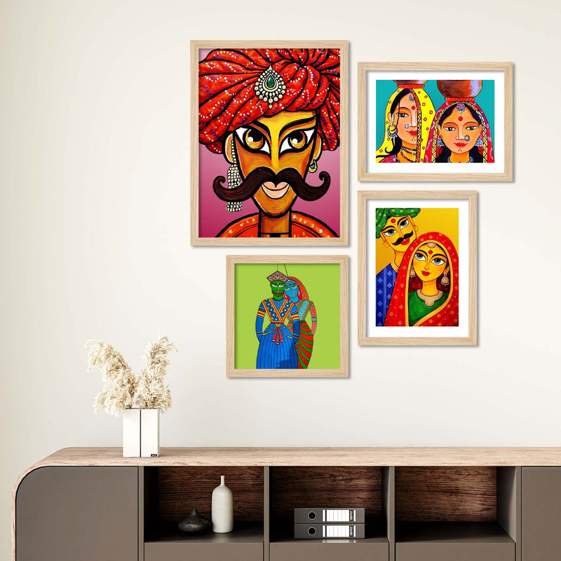 Handcrafted Look Rajasthani Wall Frame Set of Four