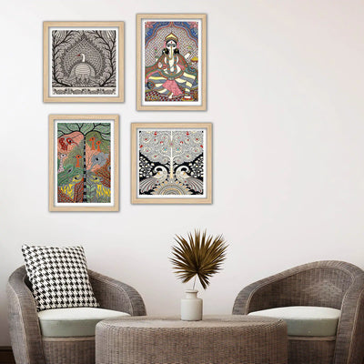 Handcrafted Madhubani Wall Art Frame Set of 4