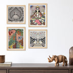 Handcrafted Madhubani Wall Art Frame Set of 4