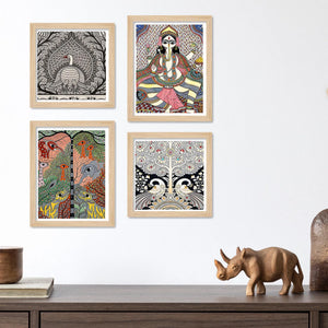 Handcrafted Madhubani Wall Art Frame Set of 4