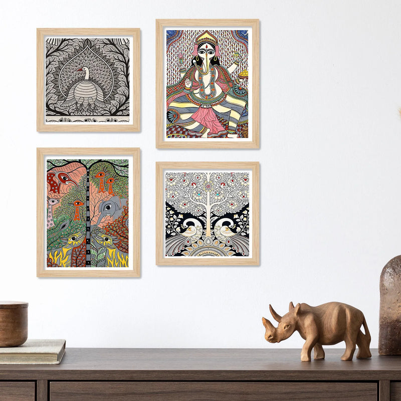 Handcrafted Madhubani Wall Art Frame Set of 4