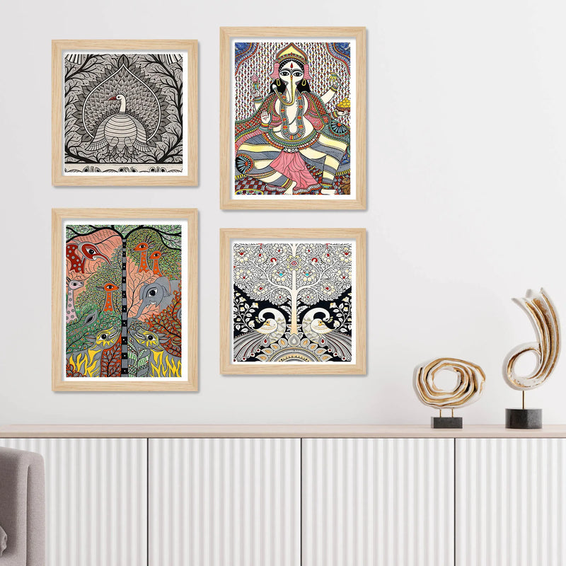 Handcrafted Madhubani Wall Art Frame Set of 4
