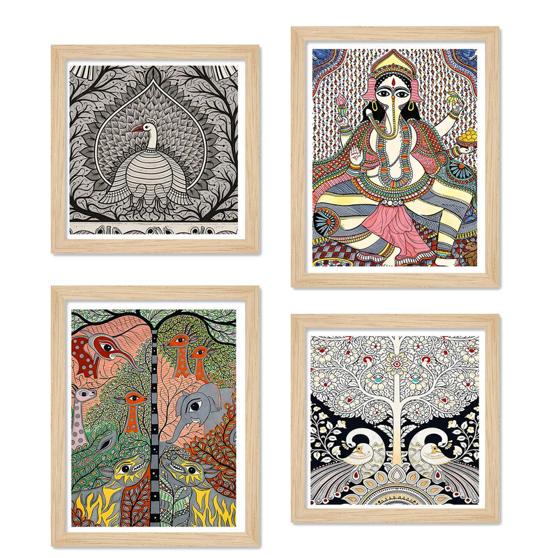 Handcrafted Madhubani Wall Art Frame Set of 4