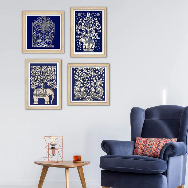 Handcrafted Style Wall Art Frame Set of 4