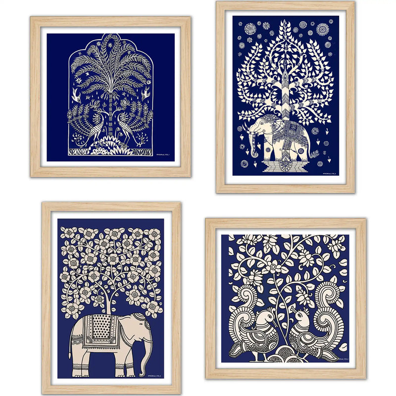 Handcrafted Style Wall Art Frame Set of 4