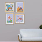 Handcrafted Style Bird Wall Art Frame Set of 4