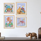 Handcrafted Style Bird Wall Art Frame Set of 4