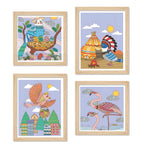 Handcrafted Style Bird Wall Art Frame Set of 4