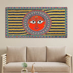 Handcrafted Style Indian Sun Face Canvas Wall Décor Painting
