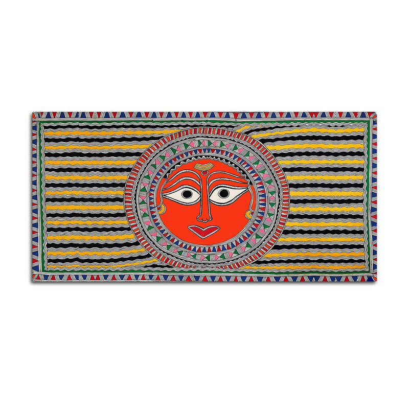 Handcrafted Style Indian Sun Face Canvas Wall Décor Painting