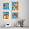Handcrafted Style Krishna Wall Art Frame Set of 4 for Cultural Decor