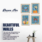 Handcrafted Style Krishna Wall Art Frame Set of 4 for Cultural Decor