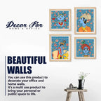 Handcrafted Style Krishna Wall Art Frame Set of 4 for Cultural Decor