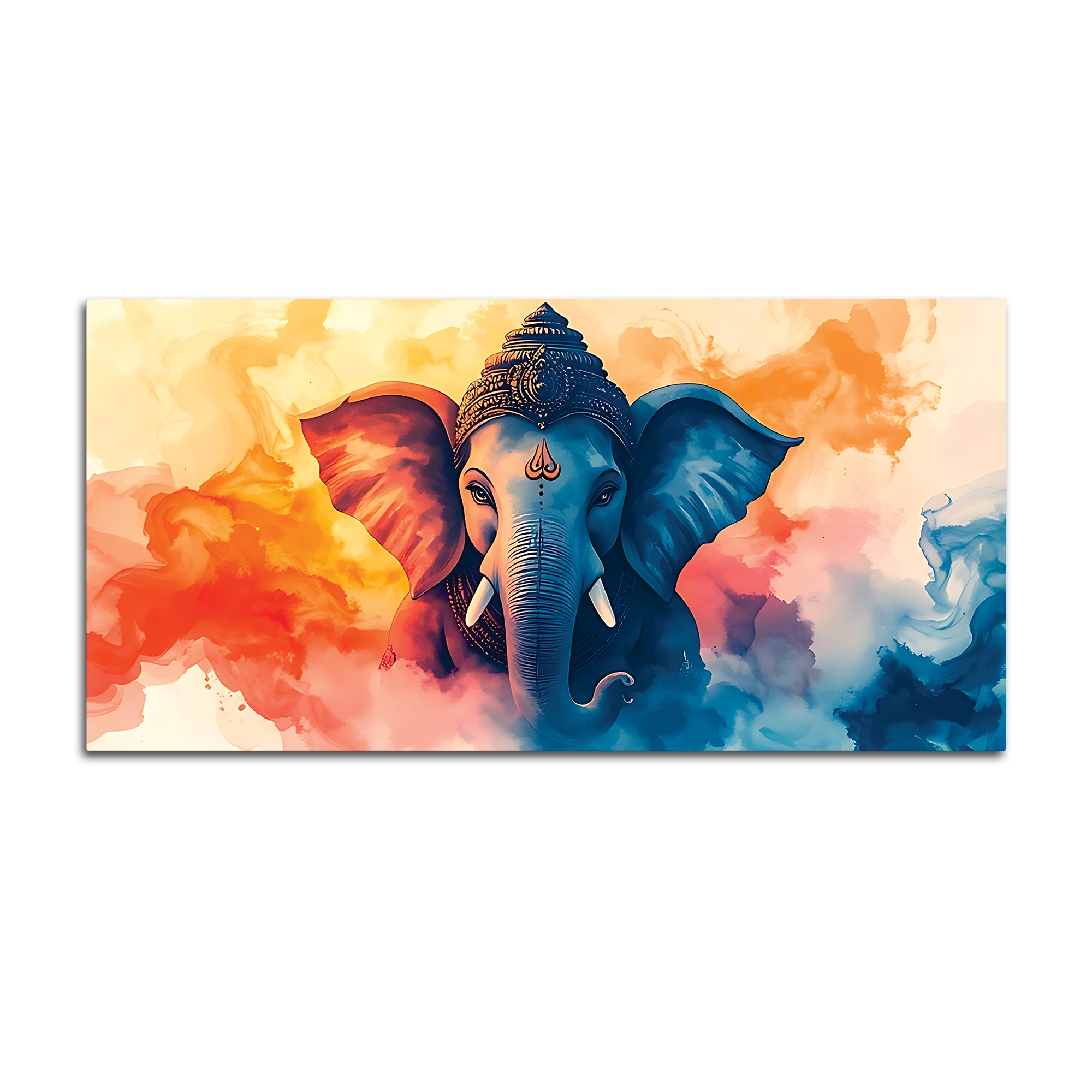 Handcrafted Style Lord Shri Ganpati Bappa Canvas Wall Painting for Home & Office Decoration – Modern Spiritual Wall Decor