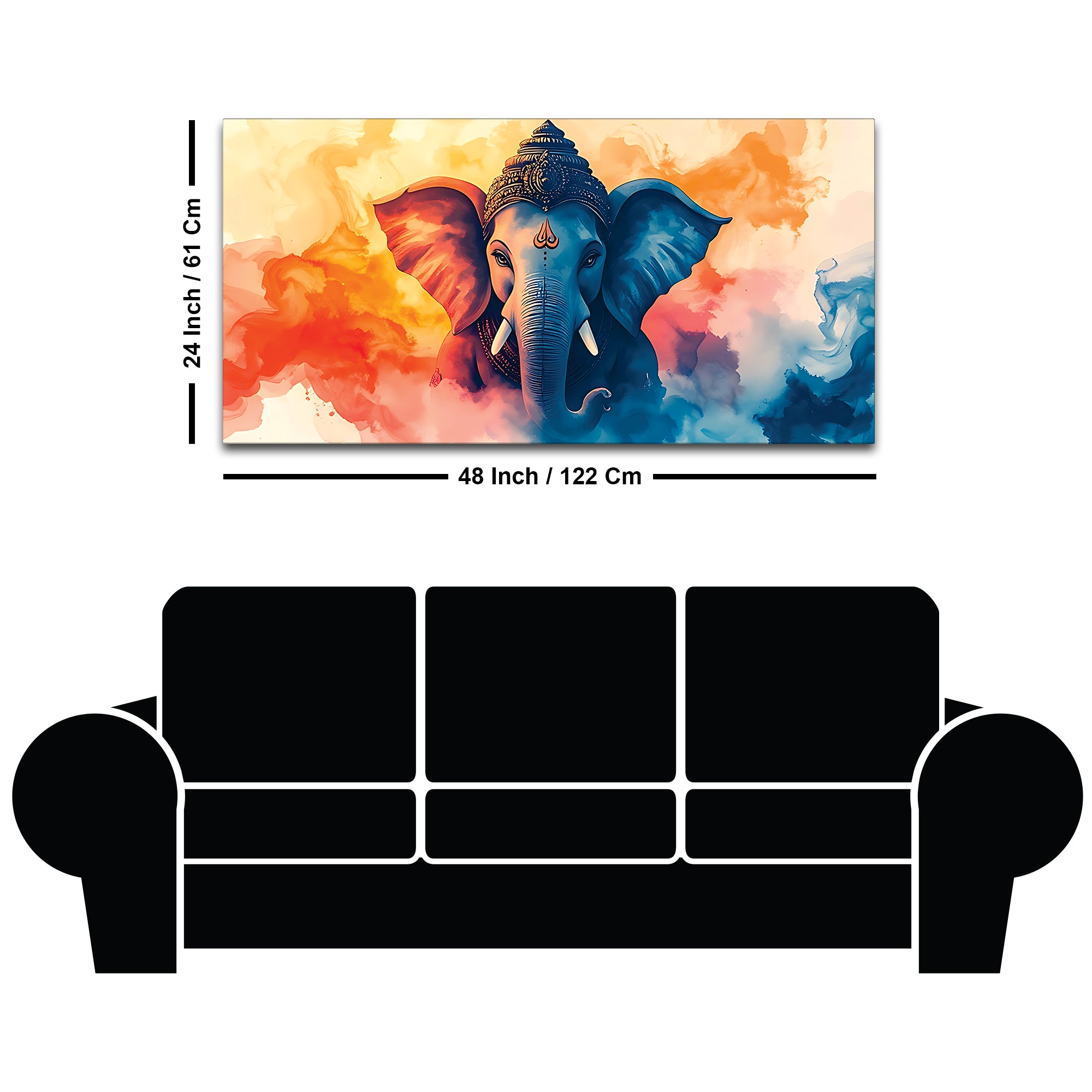 Handcrafted Style Lord Shri Ganpati Bappa Canvas Wall Painting for Home & Office Decoration – Modern Spiritual Wall Decor